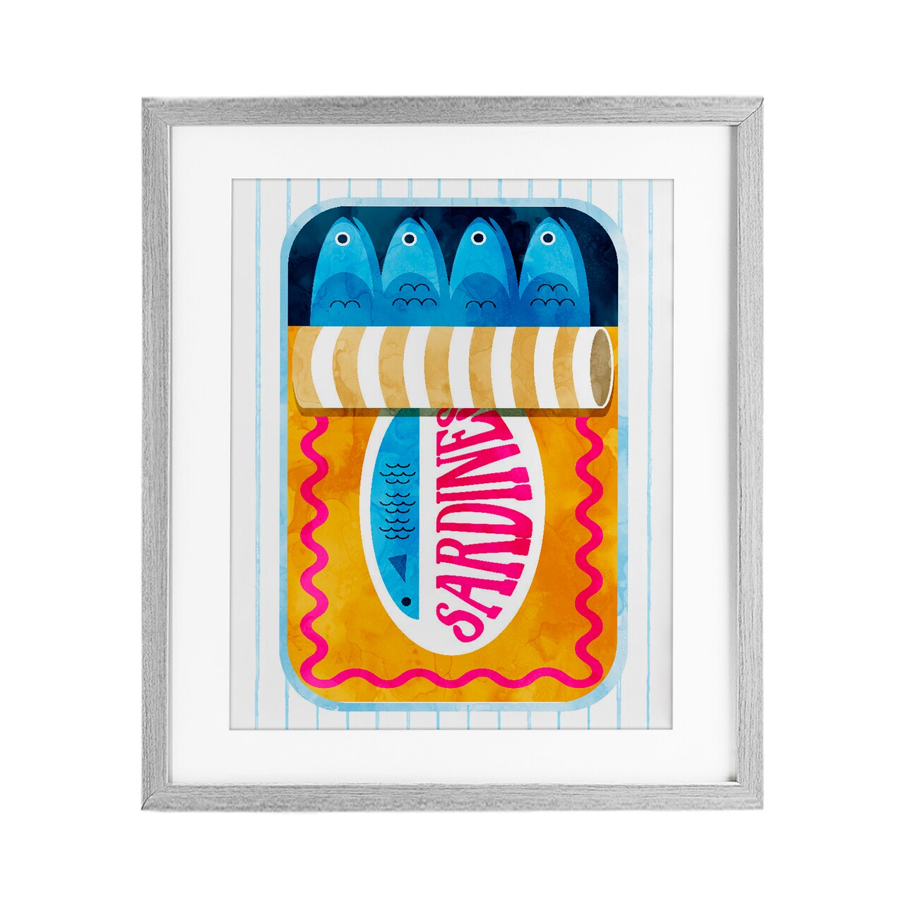 Stupell Industries Bold Canned Sardines Framed Print Under Glass, design by Lil' Rue